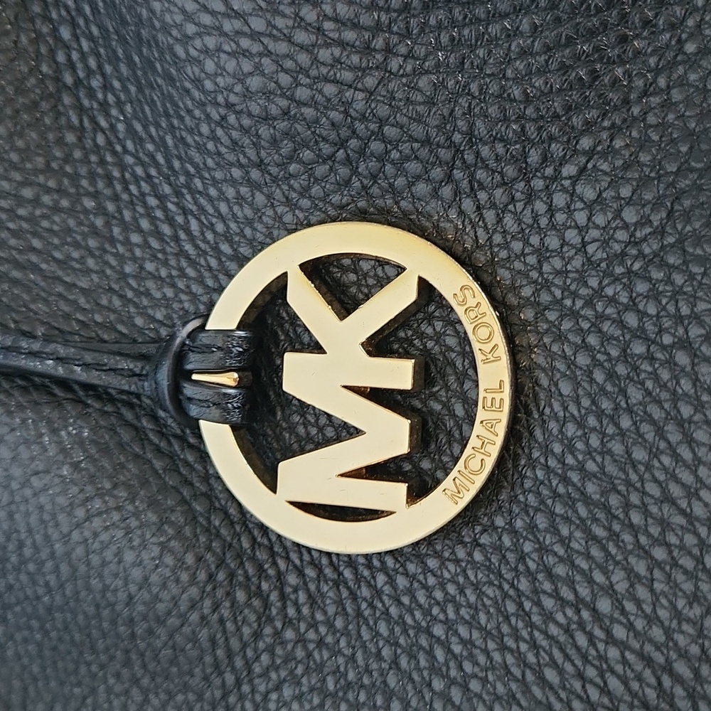 Michael Kors Black Leather Hobo with Gold Hardware - Picture 4 of 13